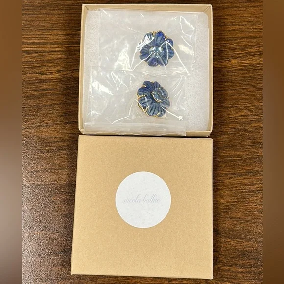 Nicola Bathie Jewelry Lapis Flower Studs - Picture 8 of 8